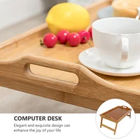 Multifunctional Foldable Tray Bamboo Desk Bed Tray Laptop Desk Breakfast Tray Serving Tray Portable Tray Computer Desk Dining 2