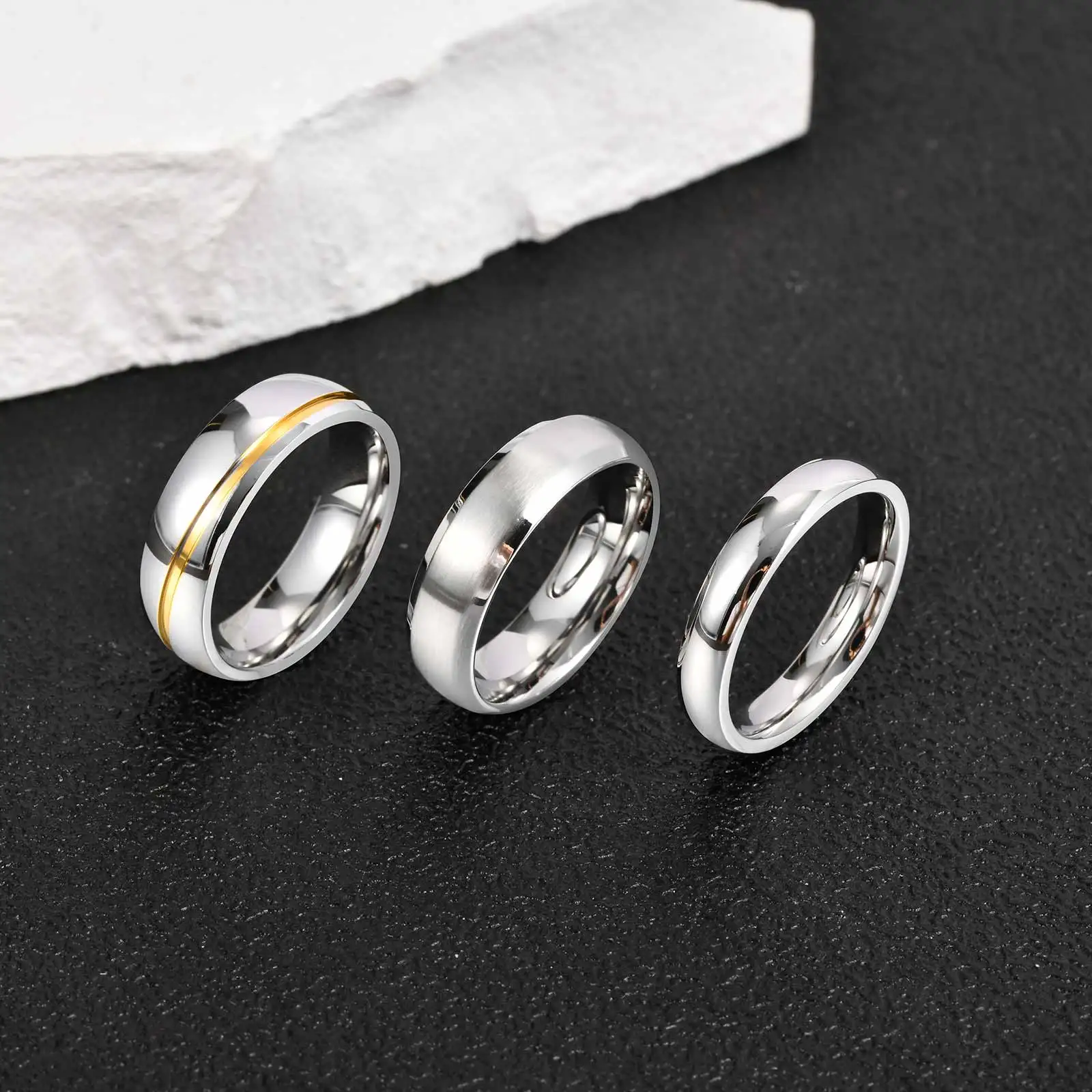 Vnox 2026 Neue Ringe für Männer und Jungen, Klassischer Edelstahl-Ehering, Jubiläums- und Geburtstagsparty-Ring, Paar-Schmuckgeschenk – Detail 9