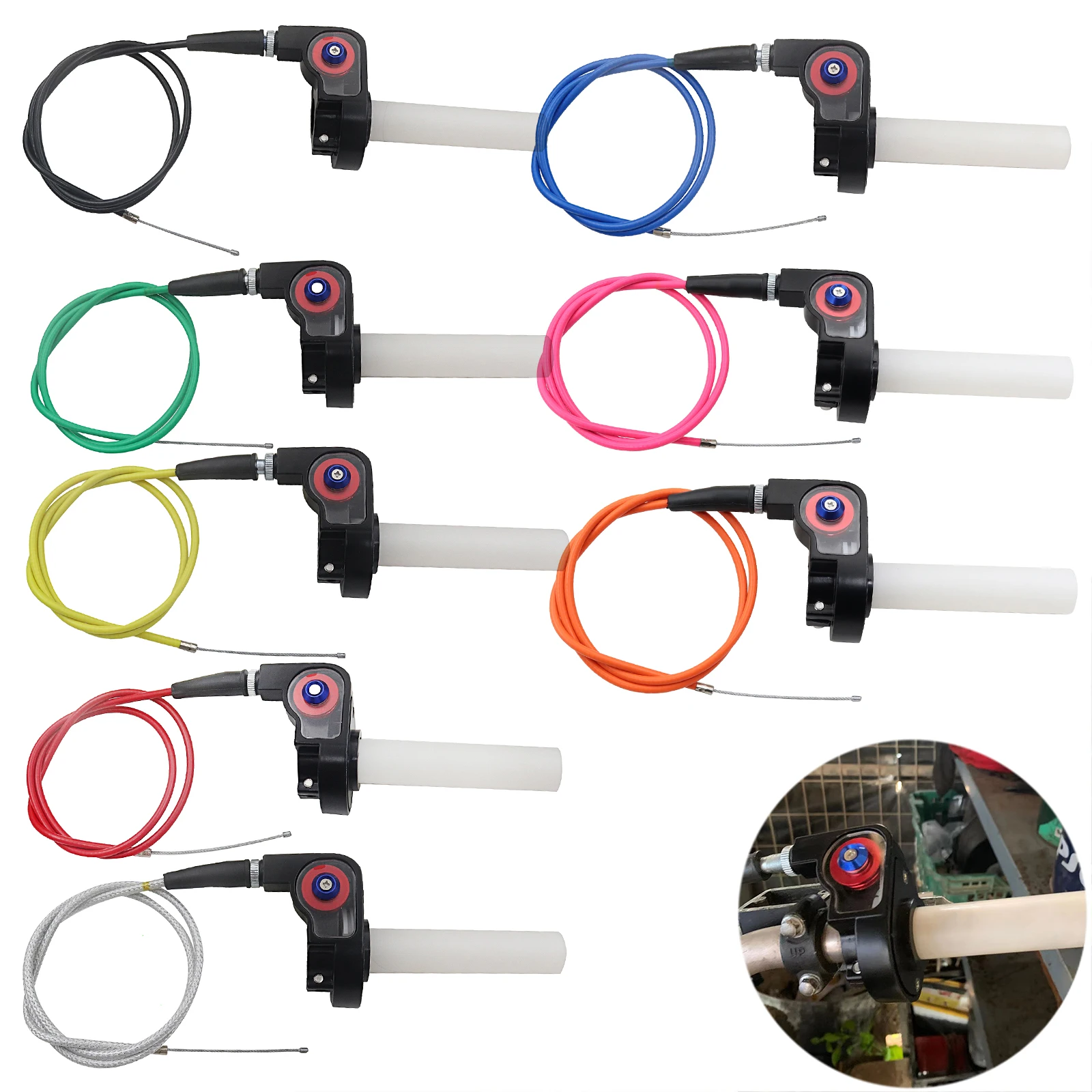 Universal Enduro Motocross Throttle Handle Grips with Cable