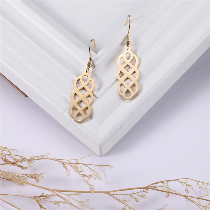 Vintage Edelstahl Ohrringe für Frauen Filigrane Tropfen Streifen Hängende Ohrringe Böhmen Schmuck Hochzeit Party Geschenke Großhandel – Detail 29