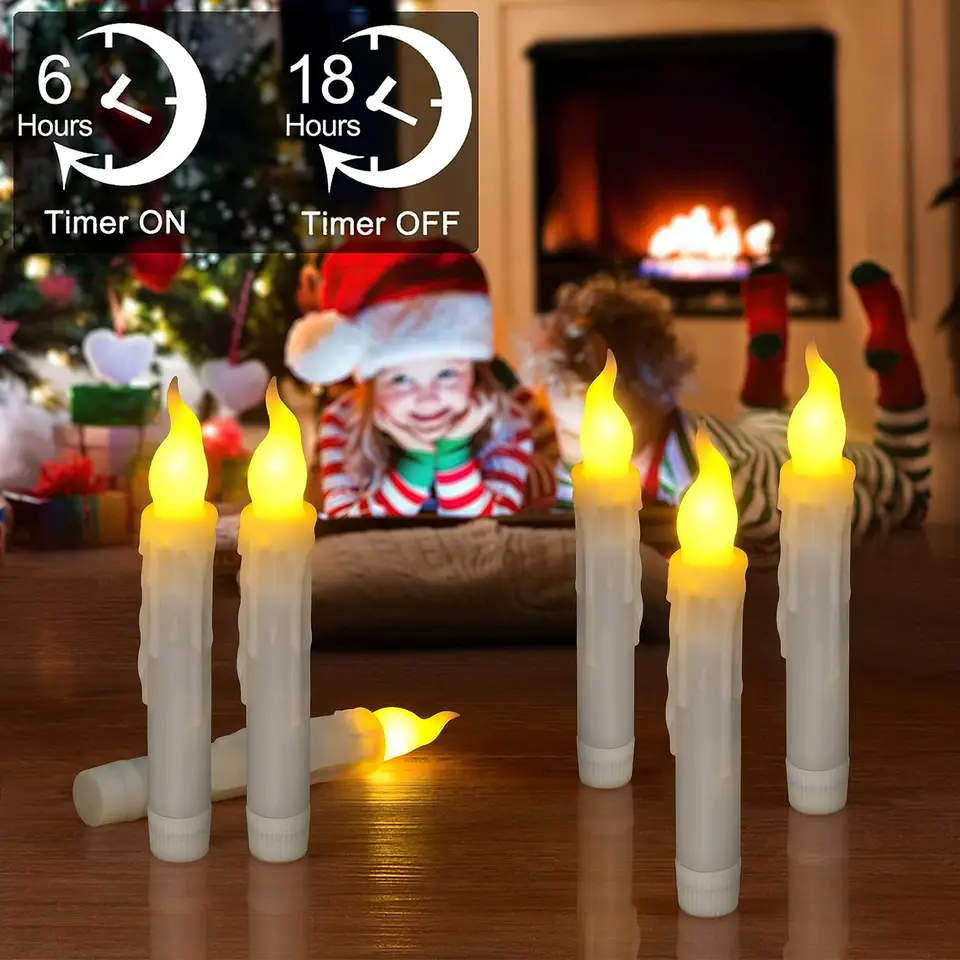 Candela conica a LED senza fiamma da 17 cm con candela elettronica tremolante remota Candela per finestra per decorazioni natalizie di Halloween  15