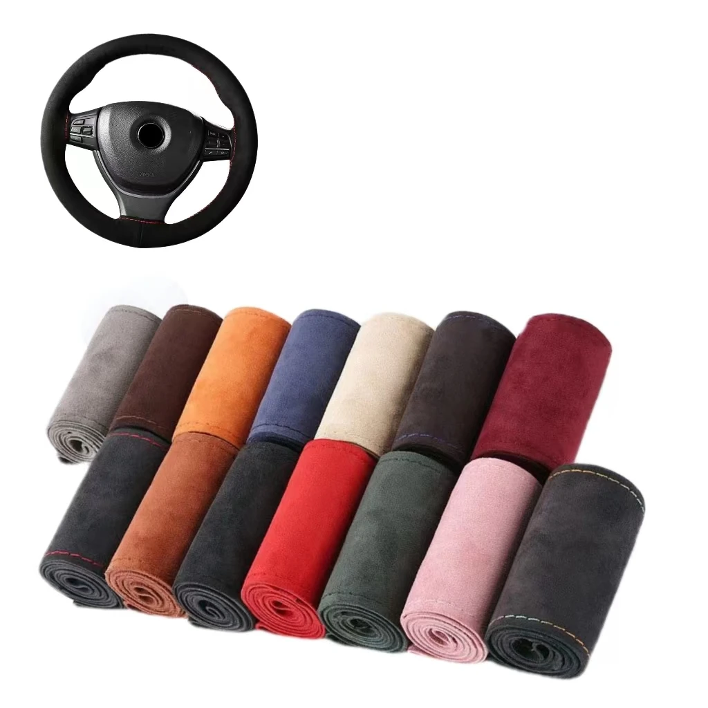 38 cm Wildleder DIY Lenkradbezug Echtes Leder Geflochtene Auto Lenkrad Pad Liner Schutz Abdeckung Anti Slip Innen – Detail 1