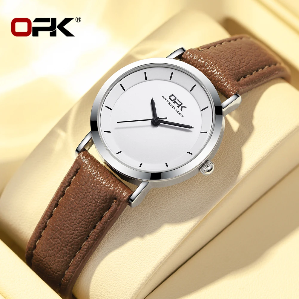 

OPK 8122 Quartz Women's Watch Fashion Classic Simple Waterproof Breathable PU Strap Elegant Ladies Watches relojes para mujer