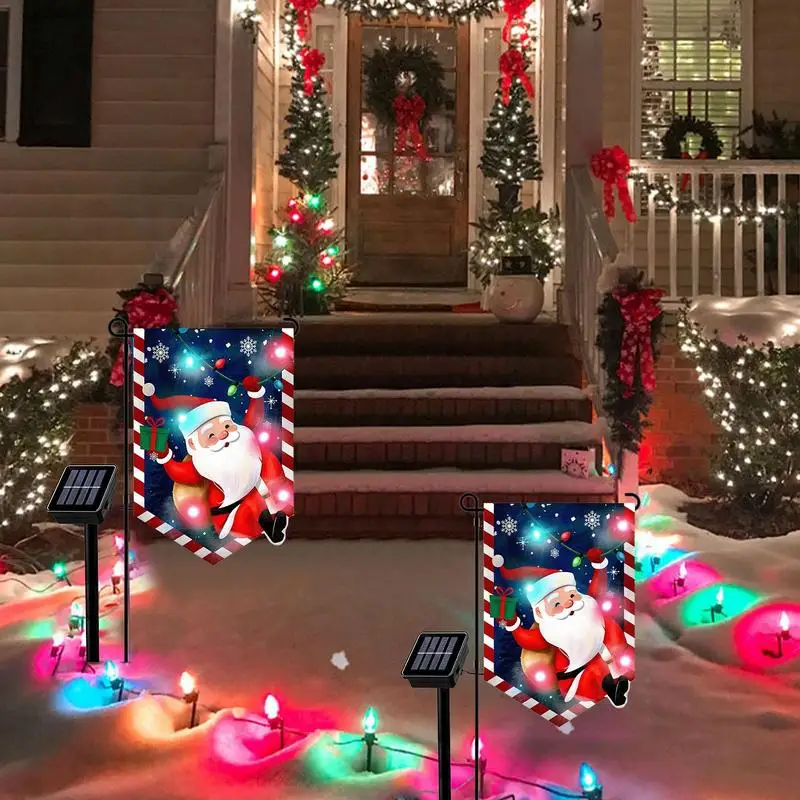 

Christmas Garden Flag Holiday Santa Claus Theme Banners Lighted Winter Yard Flags welcoming Ornament Xmax Decor Accessories