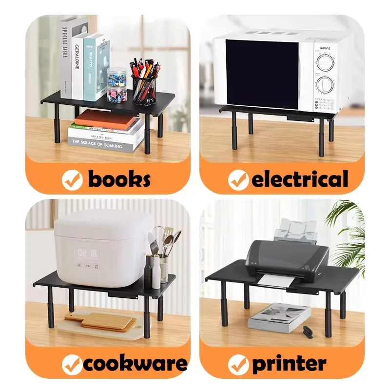 Eary Metal Monitor Screen Stand Riser With Phone Holder Adjustable Height Computer Stand Laptop Bracket Office Desk Accessories