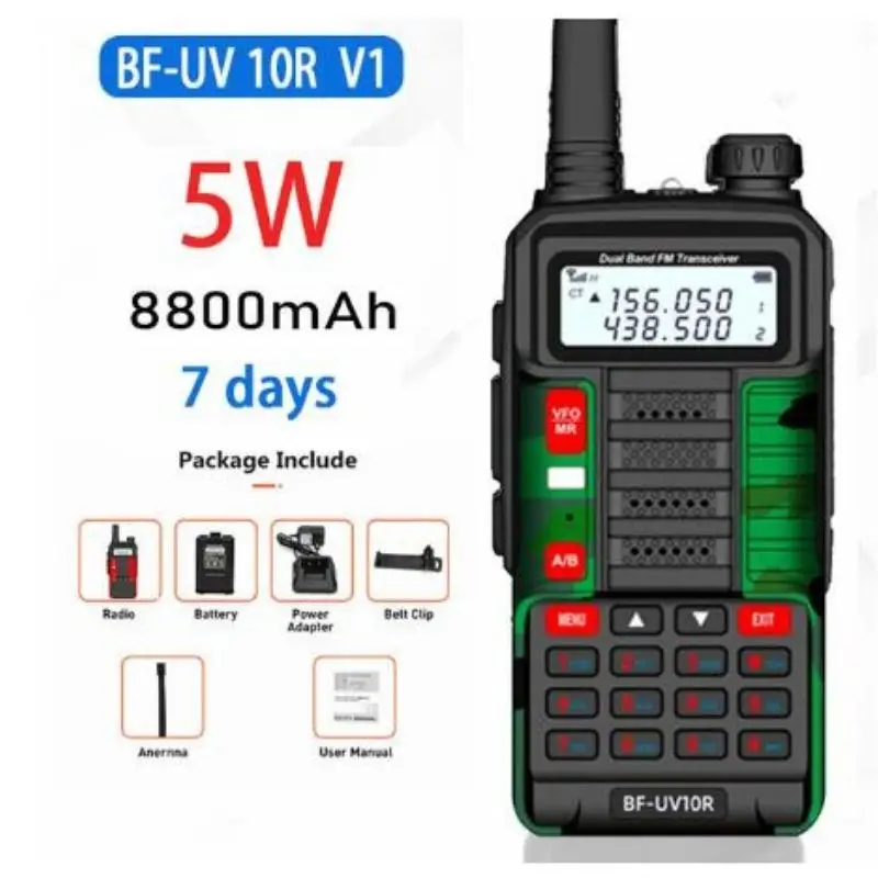 

2023 BAOFENG 10W Portable High Power Walkie-Talkie UV-10R 50km VHF UHF Dual Band Two Way CB Ham Radio Transceiver UV5R Upgraded