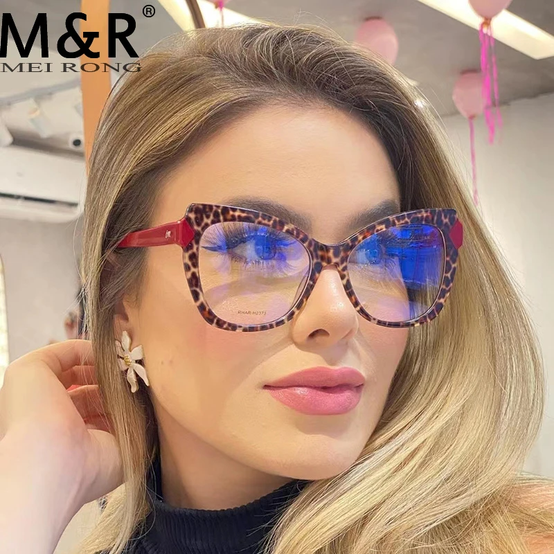 

2023 Trendy New Women's TR Sunglasses Personalized Contrast Color Cat Eyes Frame Fashion Simple Anti Blue Light Glasses Gafas