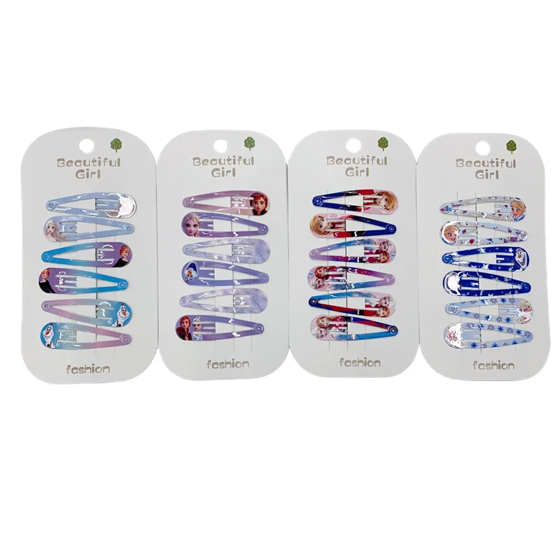 Random 10 pieces Frozen Elsa hair clips for kids cute Disney accessories 4.8 centimeter digital printed hair clips minimum birthday gift