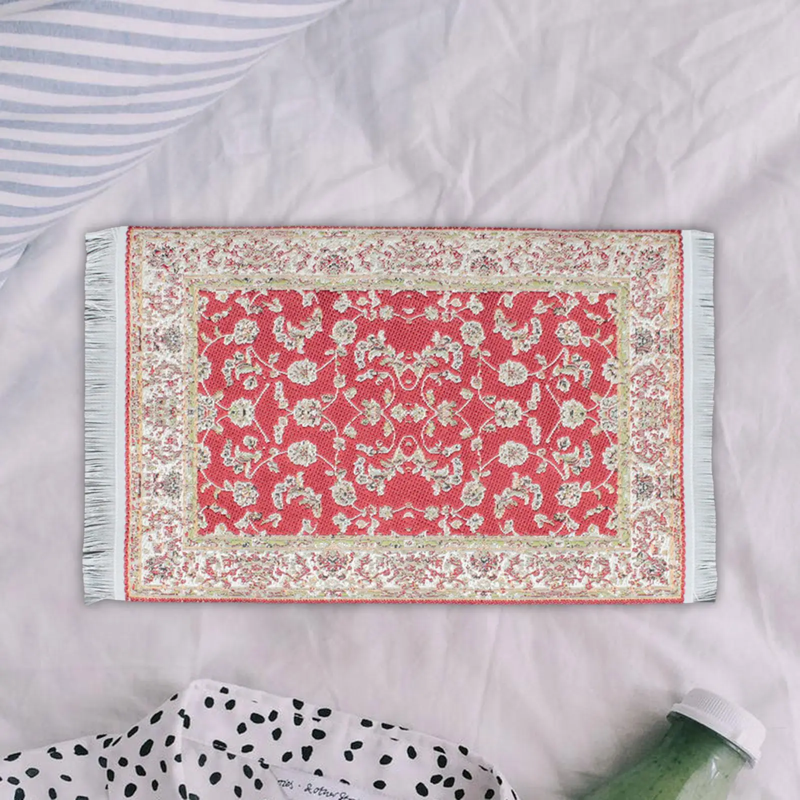 

1/12 Mini Blanket Decorative Collections Mini Woven Carpet for Model Train Accessories DIY Scenery Architectural Fairy Garden