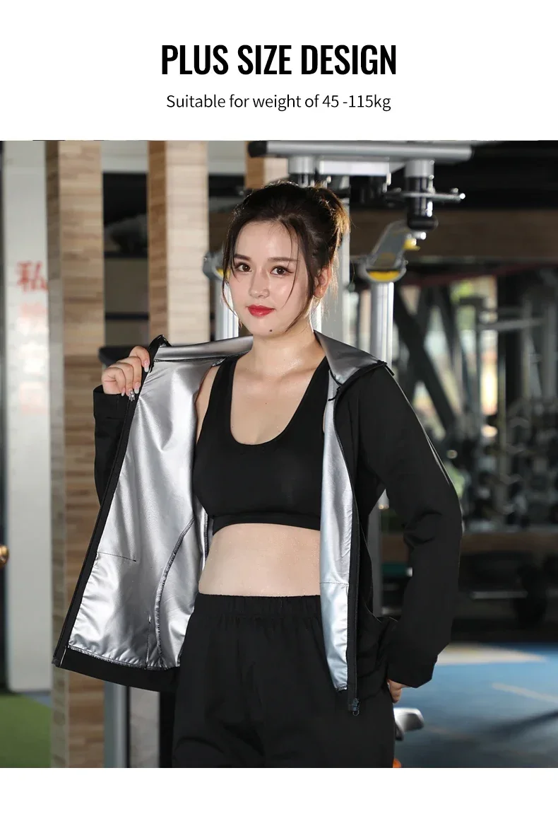 Sauna Suit Women Plus Size Gym Clothing Sets for Sweating Weight Loss Female Sports Active Wear Slimming Tracksuit Women
