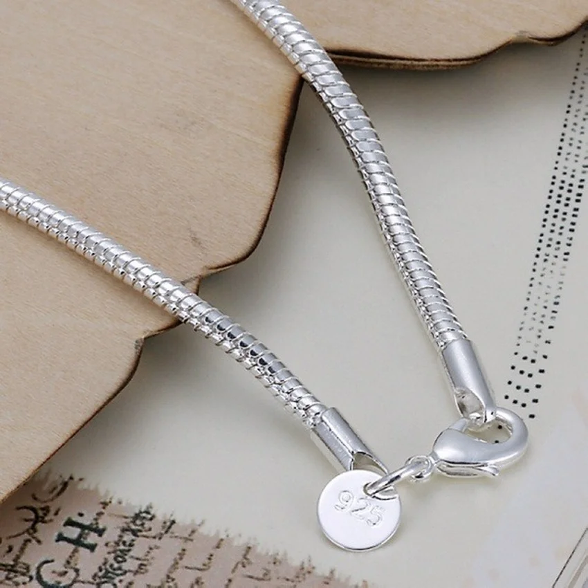 925 Sterling Silver 3MM Snake Chain Bracelets Factory Fashion Jewelry Charm Cute Women Lady Wedding silver bracelet