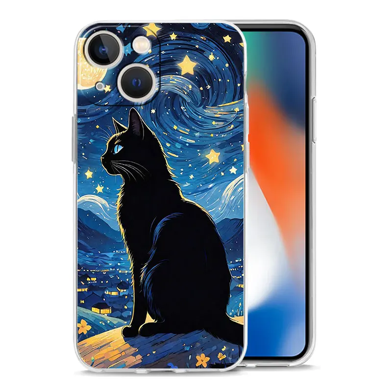 Van Gogh Starry Sky Cat Design Phone Case