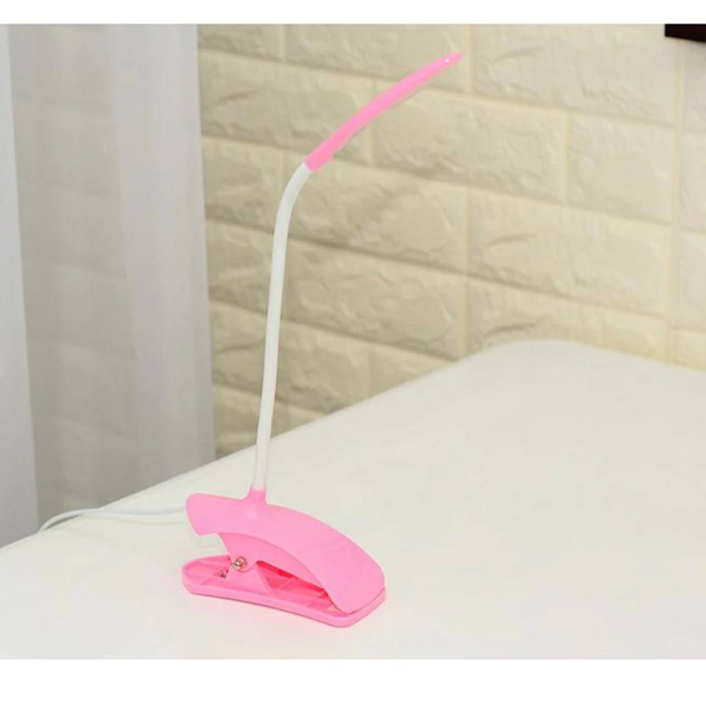 Gooseneck Desk Lamp Eye-Protection Bedside Clip-On Lamp for Bedroom Kids