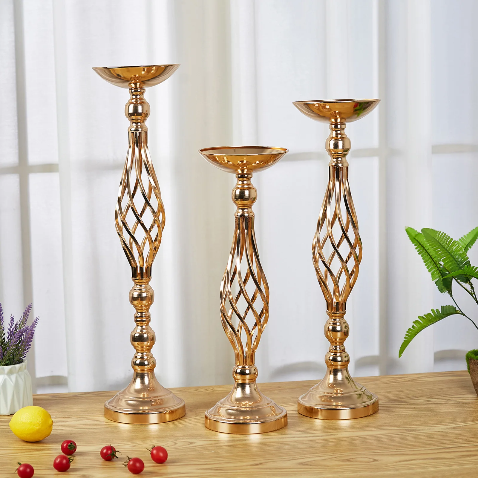 Table Candle Holder Decoration Golden Iron Art Vase Twisted Road Candlestick For Wedding Flowers Wedding Props candle holders