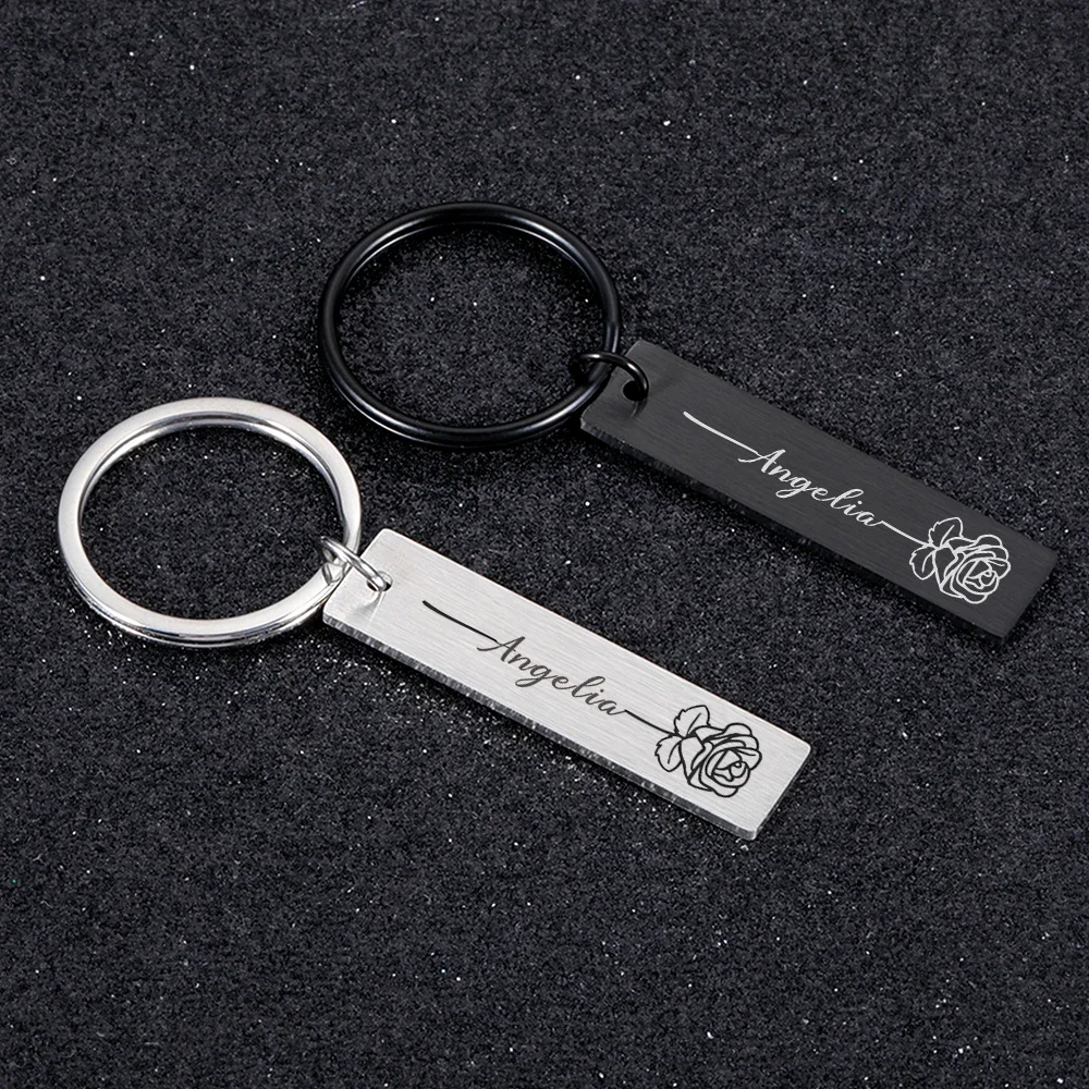 

Engraved Rose Keychain Personalized Custom Name Key Chains Gift For Men Women Friends Valentines Day Customized Souvenir Gifts