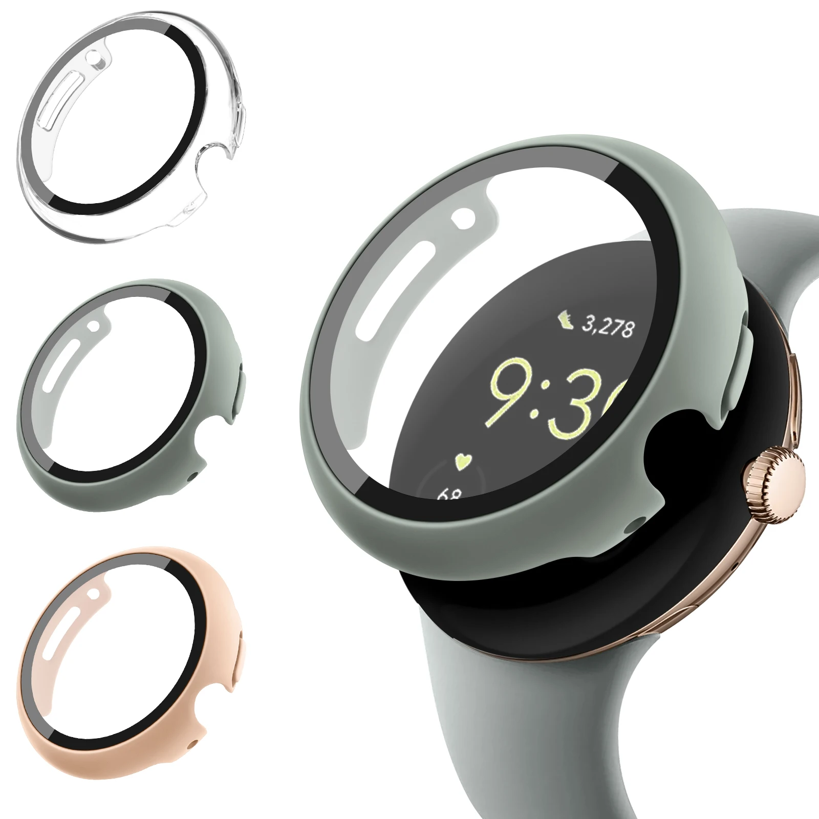 

Tempered Glass Case for Google Pixel Watch Bumper Protective Cover Shell Screen Protector Glass for Google Pixel Smartwatch