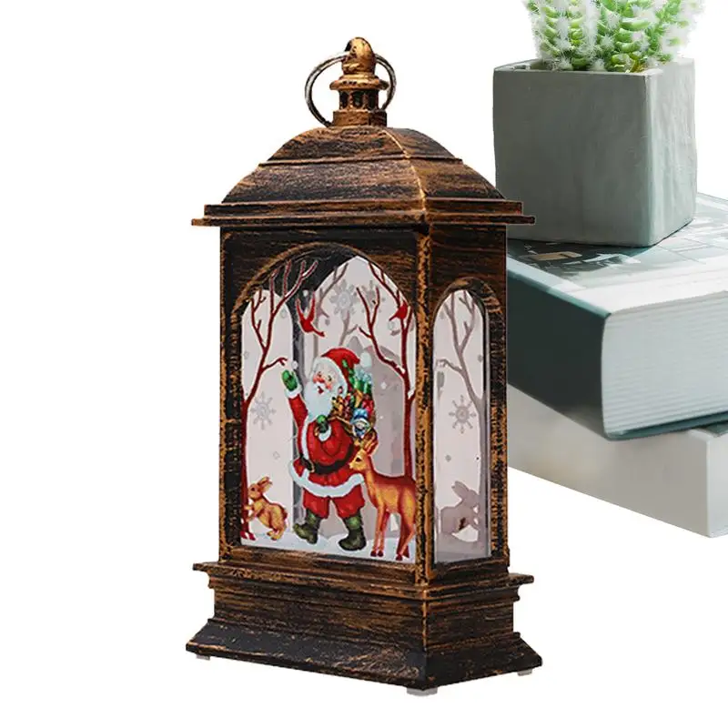 

Christmas Lantern LED Flame Effect Christmas Flat Wind Lamp Candlestick Lamp Old Man Snowman Elk Decoration Night Light