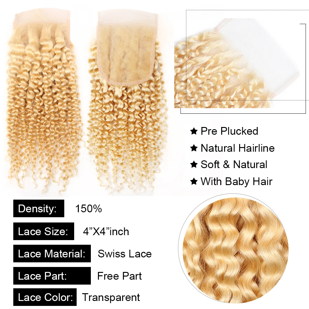 Human Hair Extensions Human Hair Closure Human Hair Lace Product Human Hair Frontal 613 Honey Blonde 10-20 Inches