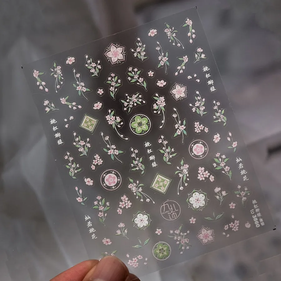5D Kawaii Lilie Nail Art Aufkleber 1 Stück japanische rosa weiße Blume mit Diamant selbstklebende Nageldekorationen Slider Aufkleber DIY – Detail 23
