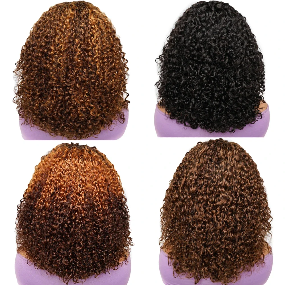 Double Drawn 300 Density Pixie Curl 13x4 Lace Front Wig Brown Ginger Human Hair Wig For Women Pre-Plucked Transparent Lace Bobbi