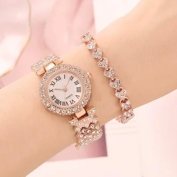 High Quality Women Bracelet Watches Luxury Ladies Quartz Rhinestone Wristwatches Clock Ladies Dress Watches Gift Reloj Mujer