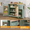 Rolling Kitchen Island with Storage, Drop-Leaf Bar Countertop, Spacious Solid Rubberwood Top, Modern Style 5