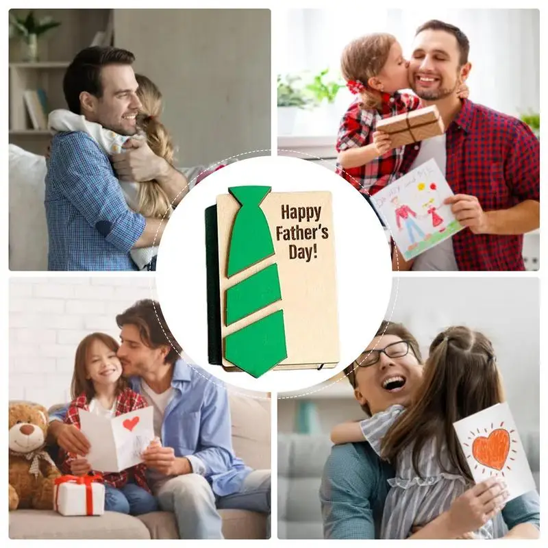 멀티 카드 케이스 주최자 아버지의 날 넥타이 카드 홀더 나무 아버지의 날 카드 상자 아빠를위한 나무 아버지의 날 카드 홀더