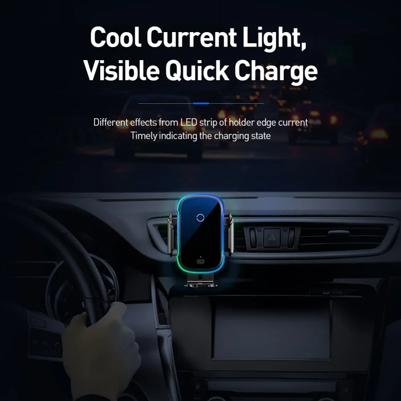 Baseus 15W Qi Car Wireless Charger Dual Mode Intelligent Infrared Fast Wireless Charging Car Mount for Air Car Phone Holder