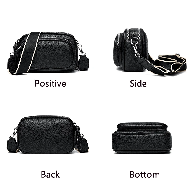 Fashion Shoulder Bag 2 layer zipper Crossbody bag For Women Female Messenger Bag