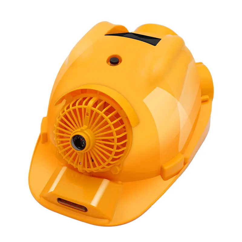 4-Fan Solar Helmet With Air Condition Bluetooth Radio Headlight 24000mAh Lithium Battery Power Bank Work Helmet Hard Cap 4 Fans