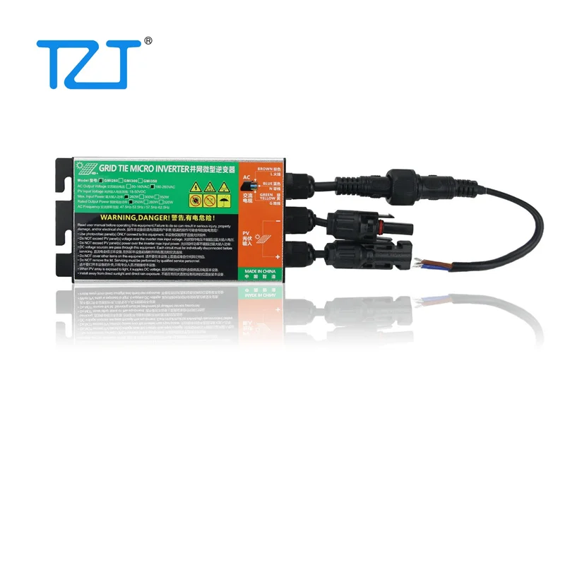 

TZT GMI 260W/300W/350W Solar Micro Inverter MPPT Grid Tie Inverter Pure Sine Wave Inverter DC 18V-50V to AC 120V/230V