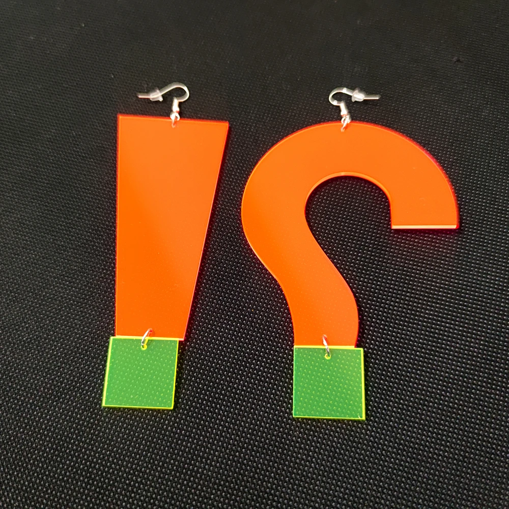 KUGUYS Acryl-Ohrringe mit neonpinkem Symbol für Damen, großer Modeschmuck, HipHop-DJ-DS-Accessoires – Detail 6