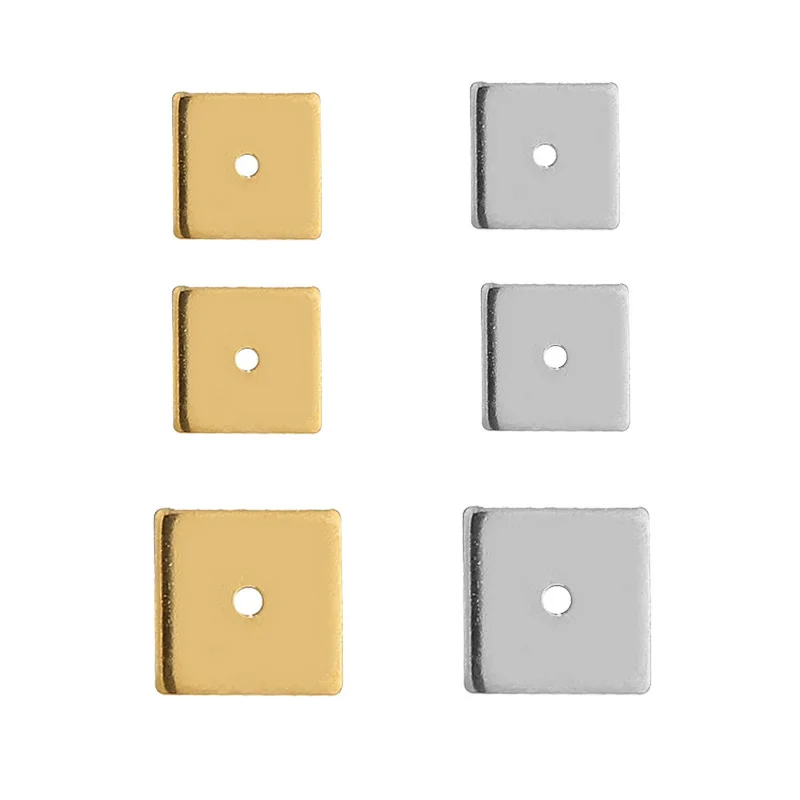 50pcsStainlessSteelSquareFlatSpacerBeadsGold6mm8mmLooseBeads