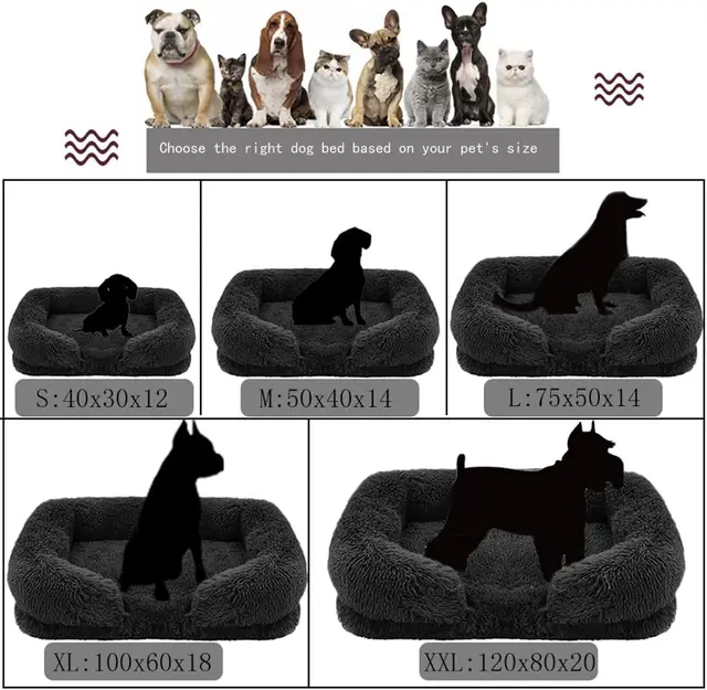 Sofa Style Furry Pet Bed - Rectangular Plush Dog Cat Bed in Warm Earthy Colours, Soft Cozy Sleeping Cushion Mat for Kennel Sofa 2