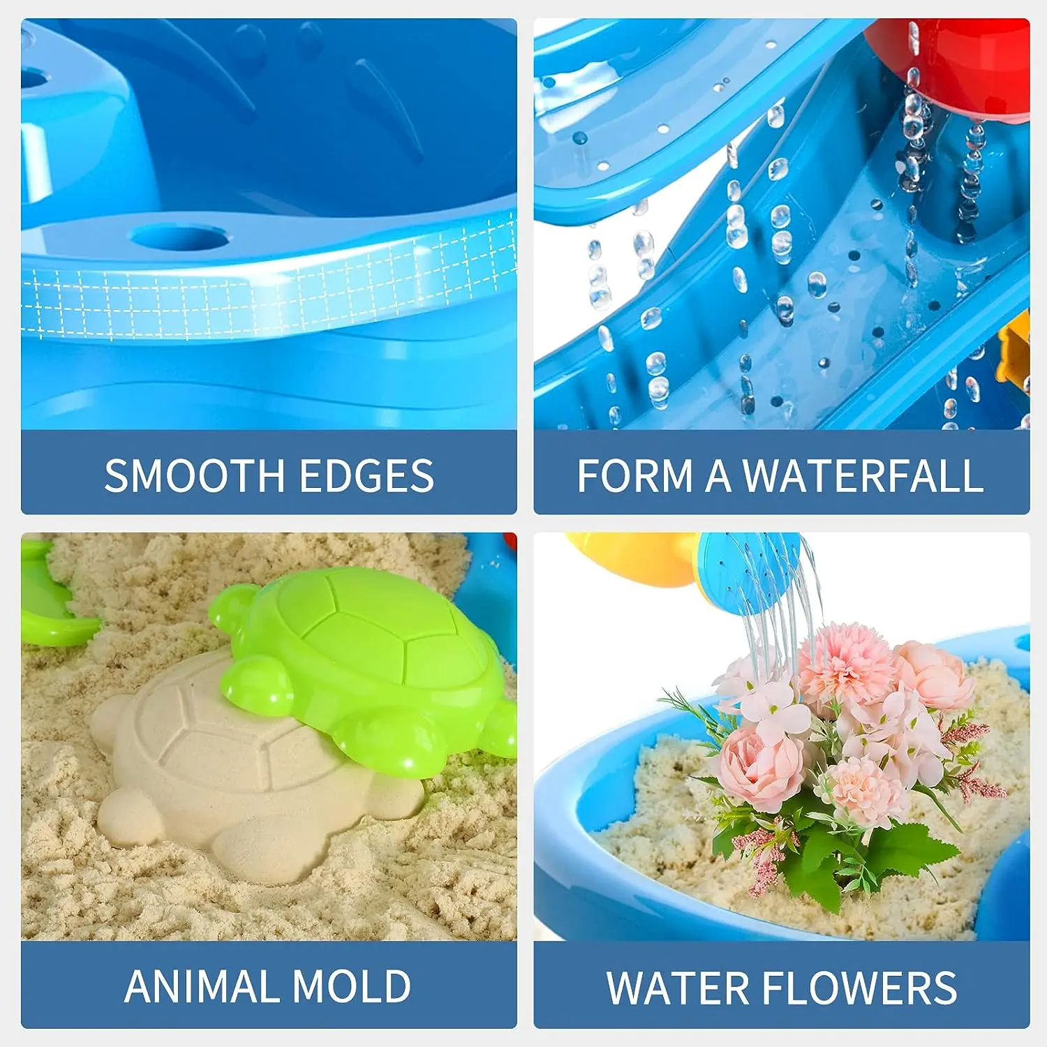 Kids Sand and Water Table Toy 3-layer Outdoor Beach Toy Water and Sand Game Table Suitable for Kid Aged 3-5 Years Old for Play 6