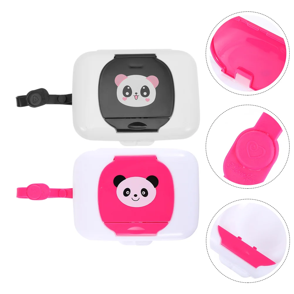 

2 Pcs Storage Box Portable Wipe Travel Refillable Wipes Container Pp Small Baby Tissue Case