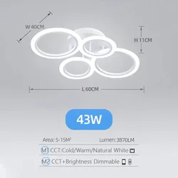 Sleek Contemporary LED Ring Ceiling Chandelier (4 lights)