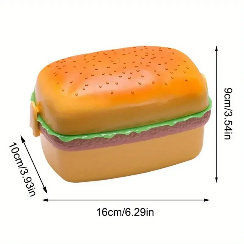 Cute Double-layer Hamburger Lunch Box Food Grade Student Children Lunch Box Microwave Heatable Bento Boxs Outdoor Food Packaging