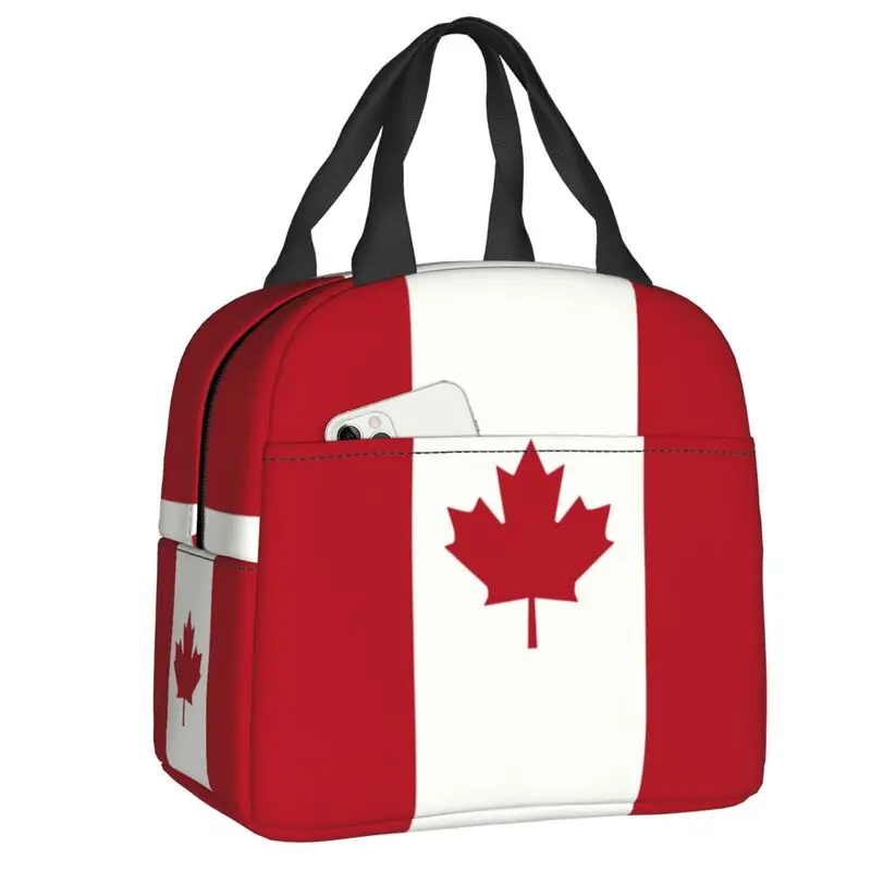 

Flag Of Canada Insulated Lunch Bags for Outdoor Picnic Patriotism Resuable Thermal Cooler Bento Box Women Children