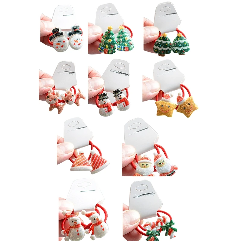 

1PC Cartoon Scrunchies for Hair Elk Santa Shaped Elastic Hair Ropes Dailywear Hair Accessories for Girls Supplies