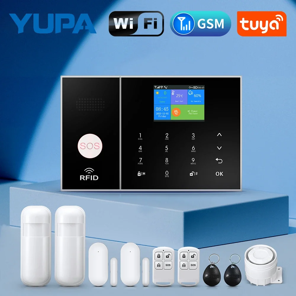 

WiFi GSM Tuya Wireless Home Office Security Alarm Burglar System APP Control Compatible With Google Alexa Anti-Theft Auto Dialer