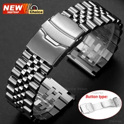 Luxury Buckle Solid Stainless Steel Universal Men's Business Watch Strap - 22mm (SV thin buckle band)