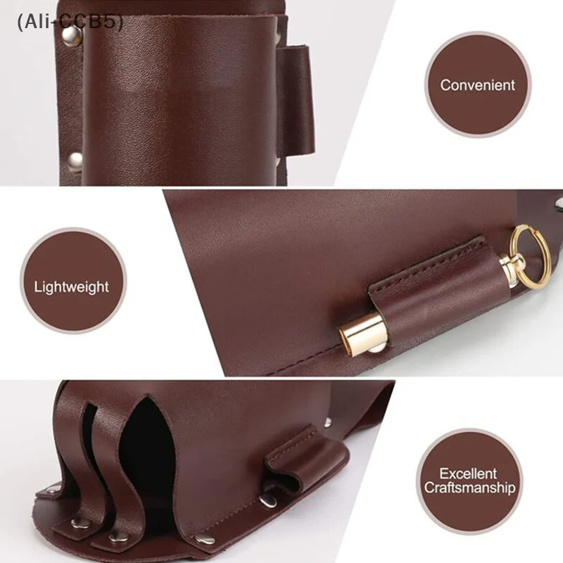 Men's Outdoor Hiking Leather Can Beer Sleeve Waist Bag Drink Bottle Protector Cup Holder Belt Bag