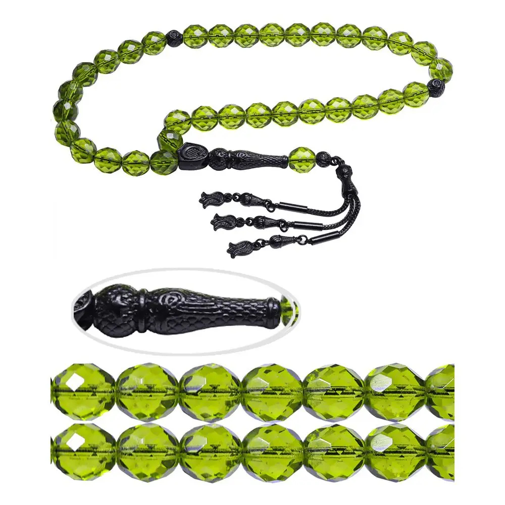 Rosario Workshop Black Nickel Tasseled Iri Boy Green Quartz Rosario: Wonders Of The World Amber Fantasy Love Happy Male