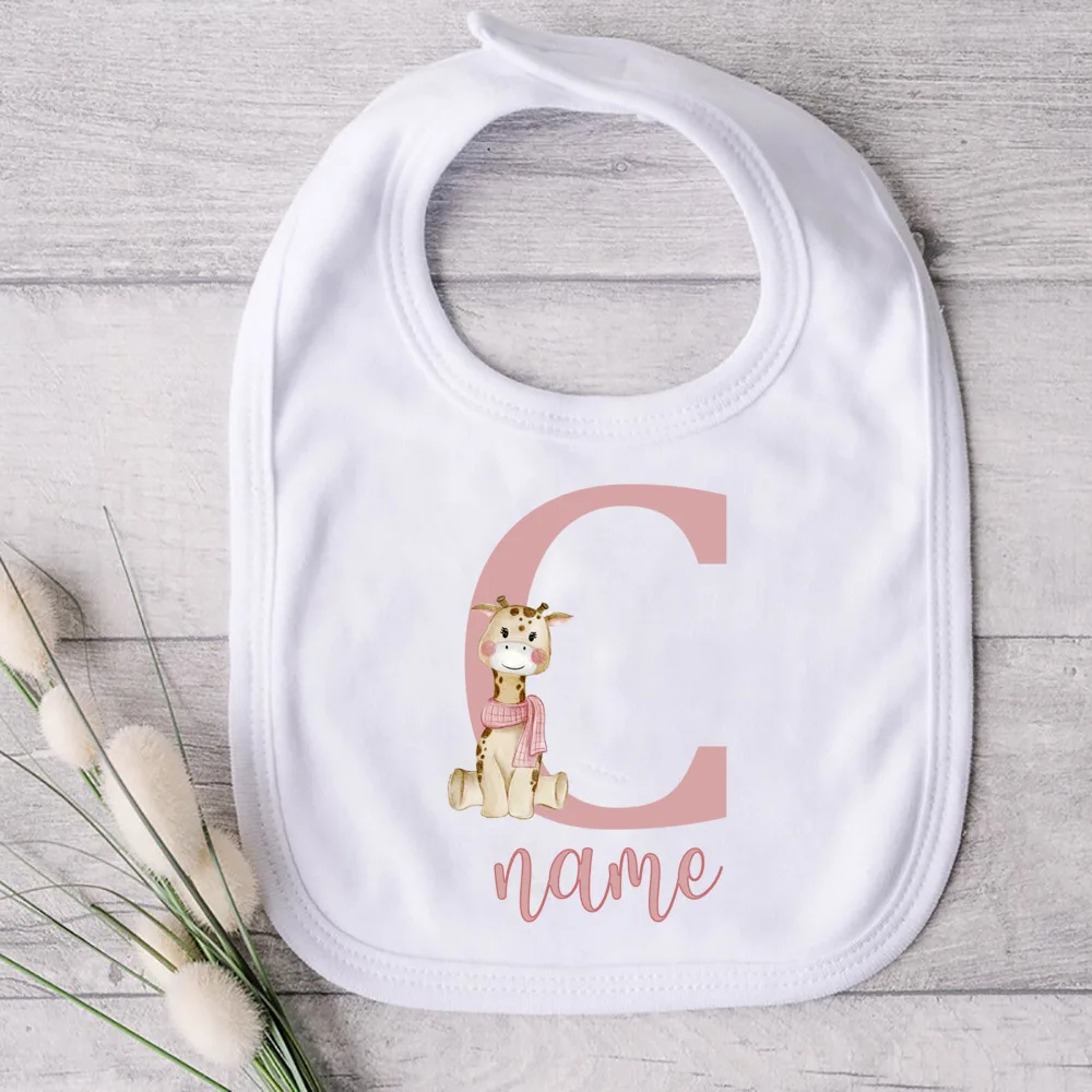 Description Picture 6 of itemPersonalized Baby Bib Deer Initial with Name Girls Cotton Bibs Newborn Saliva Towel Flower Print Bib Baptism Infant Shower Gifts