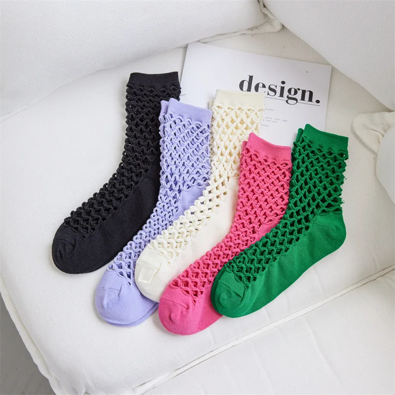 Frauen Mädchen Sommer Neue Hohl Atmungsaktive Fishnet Socke Knöchel Hohe Socken Mesh Spitze Fisch Net Kurze Socken – Detail 3