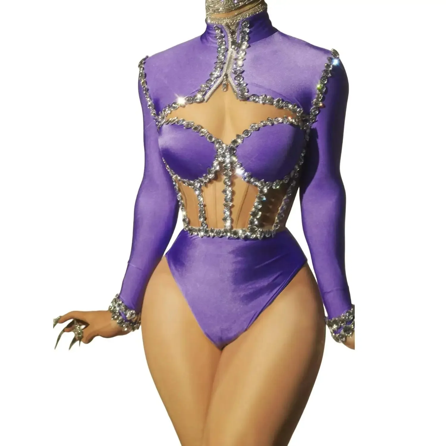KILLER LEGS Cosmic Allure Rhinestones Bodysuit