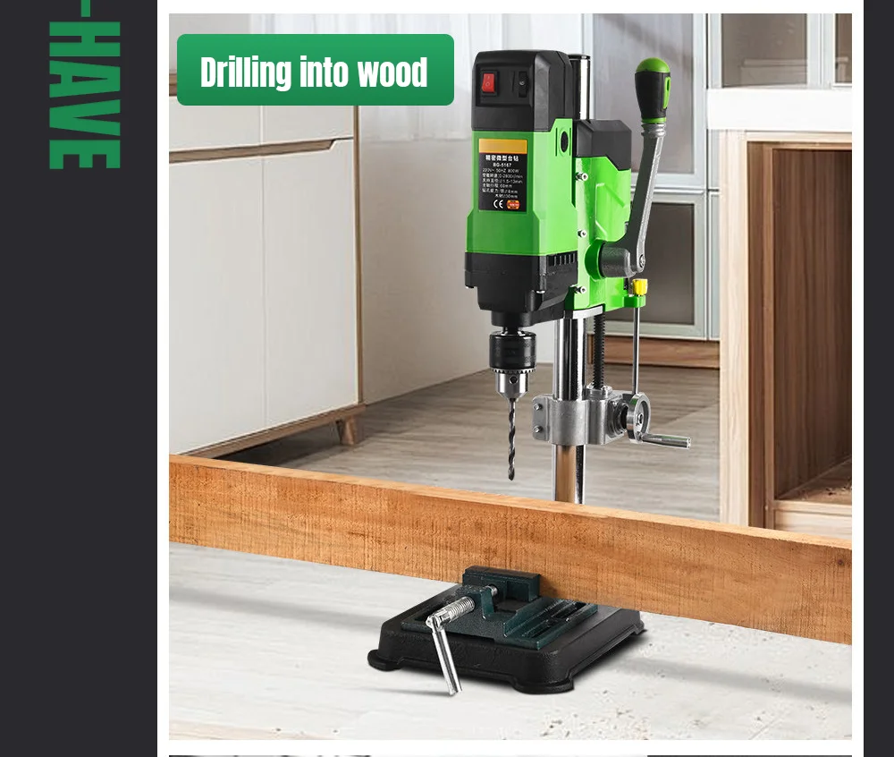 Powerful 800W Mini Drill Press Bench Top Drilling Machine with Drill Bits Kit fo