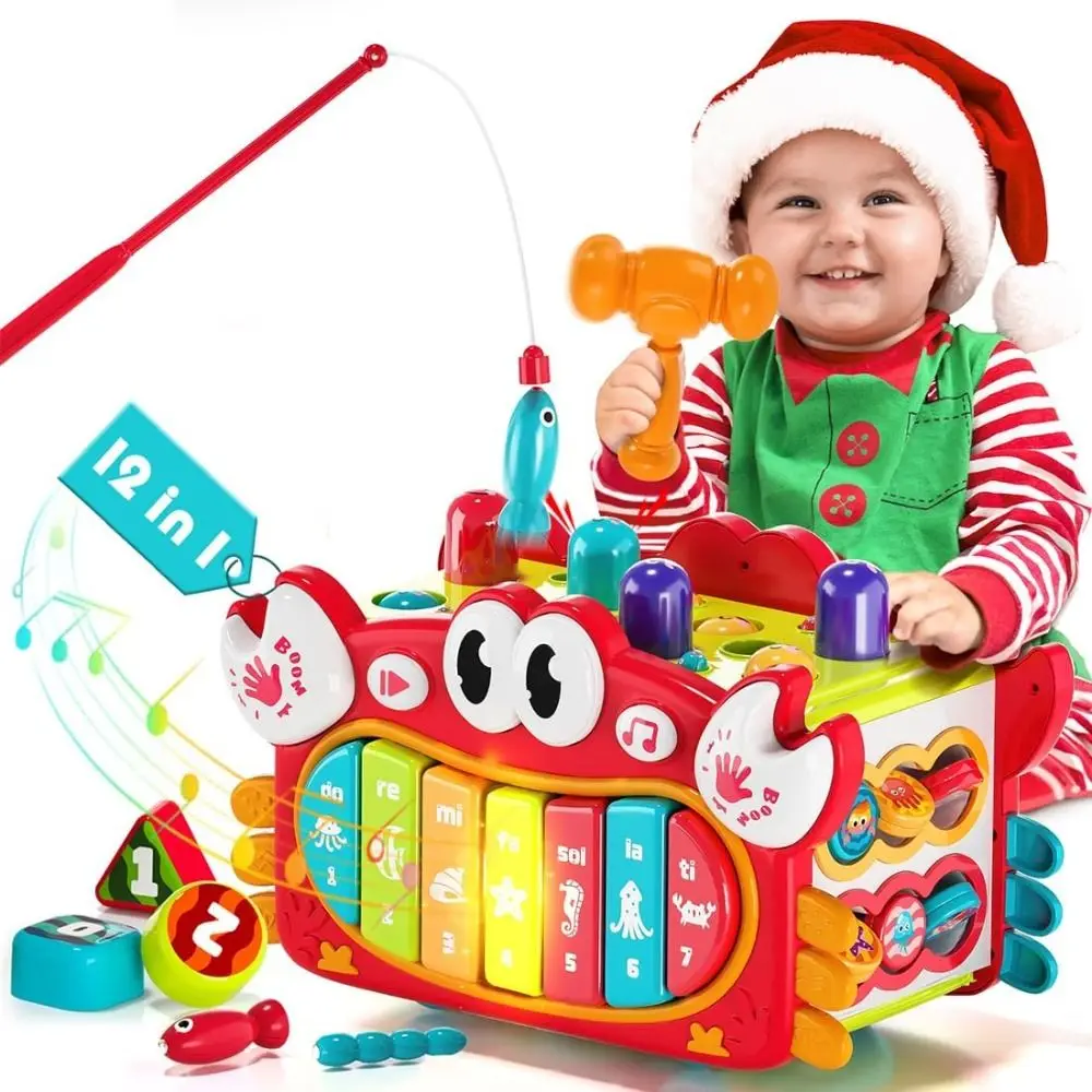 

Musical Montessori Toys Gifts Fishing Drum Hexahedron Cube Toys Multifunctional Piano Early Education Toy Toddlers