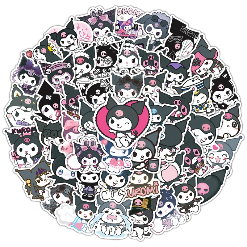 Sanrio Cartoon Anime Kawaii New Kuromi Stickers for Laptop Suitcase Album Stationery Waterproof Graffiti Decals Kids Toys Gifts